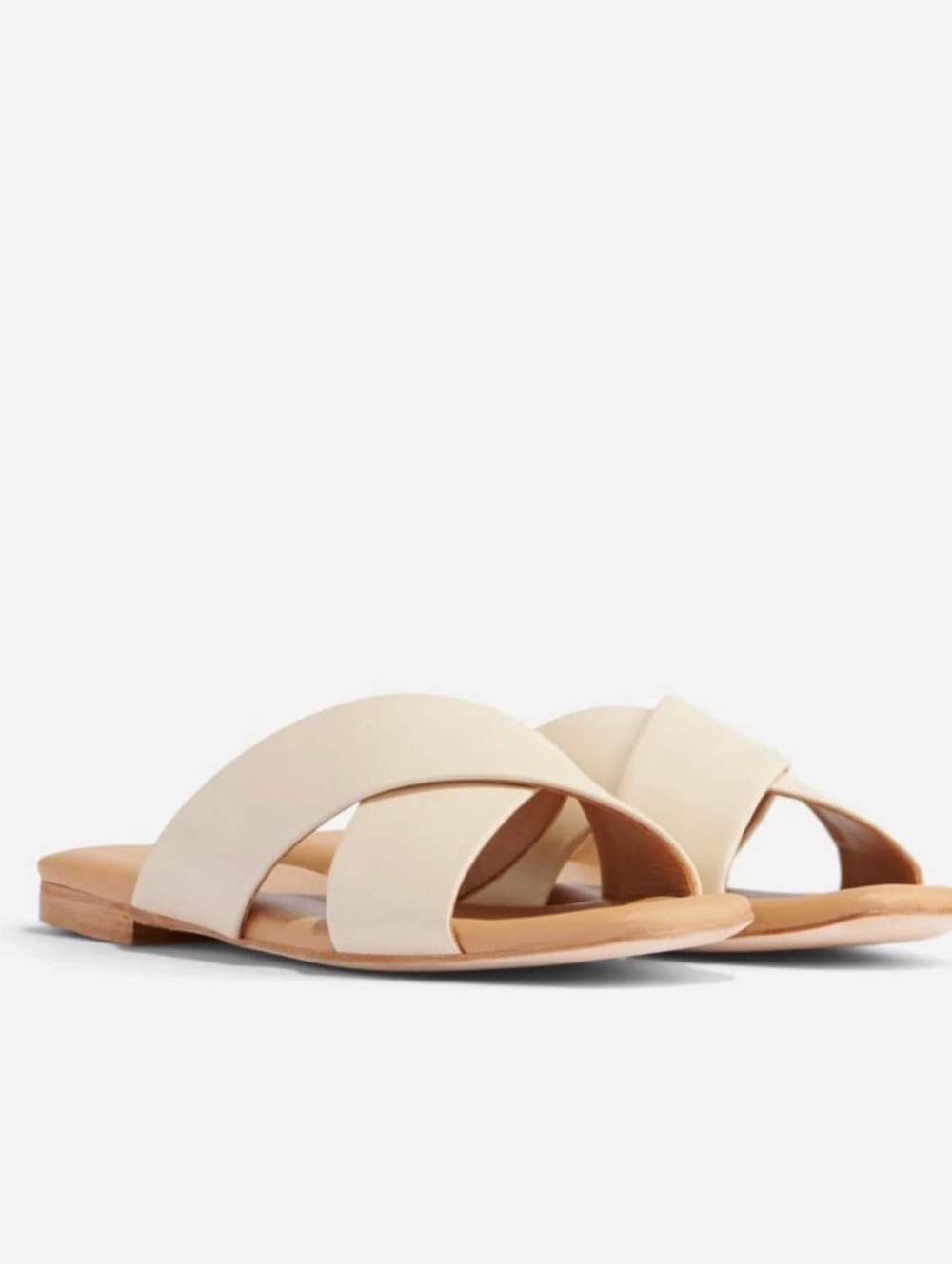 Nisolo Women's Bone Leather Crossover Slide Sandals- 9.5